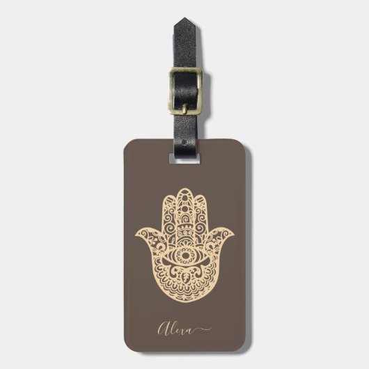 Persoonlijke gelukshamsa hand bagagelabel (Voorkant verticaal)