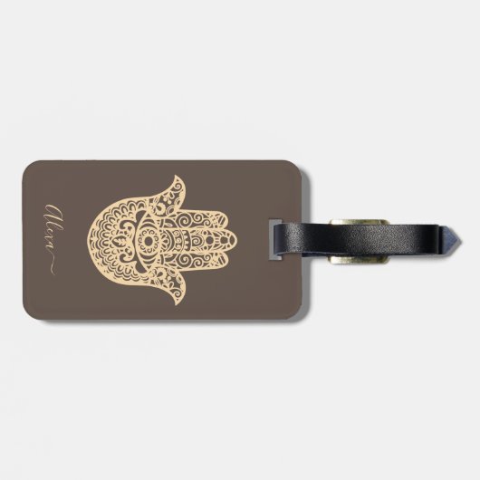 Persoonlijke gelukshamsa hand bagagelabel (Achterkant horizontaal)