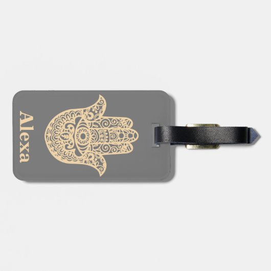 Persoonlijke gelukshamsa hand bagagelabel (Achterkant horizontaal)