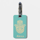 Persoonlijke gelukshamsa hand bagagelabel (Achterkant verticaal)