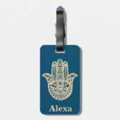 Persoonlijke gelukshamsa hand bagagelabel (Achterkant verticaal)