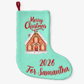 Persoonlijke Gemberhuis Kous 2026 Kleine Kerstsok (Voorkant)