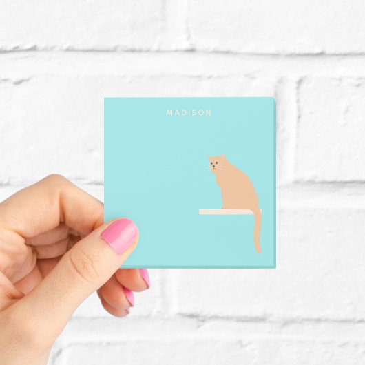 Persoonlijke gemberkat blauwe plakbriefjes post-it® notes