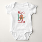 Persoonlijke Gemberkoek Baby's Eerste Kerstmis Romper (Voorkant)