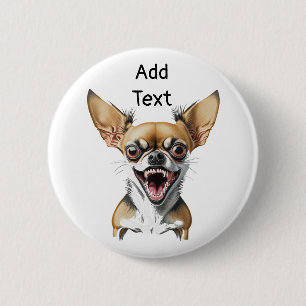 Persoonlijke Gemene Chihuahua   Grappige Honden Ronde Button 5,7 Cm