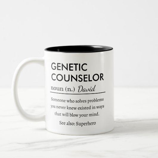 Persoonlijke genetisch consulent tweekleurige koffiemok (Links)
