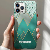 Persoonlijke Geometrische Groene Bergen Case-Mate iPhone Case