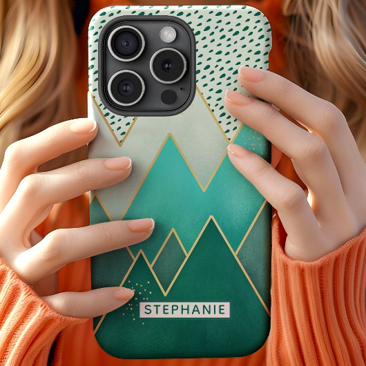 Persoonlijke Geometrische Groene Bergen Case-Mate iPhone Case