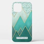 Persoonlijke Geometrische Groene Bergen Case-Mate iPhone Case (Achterkant)