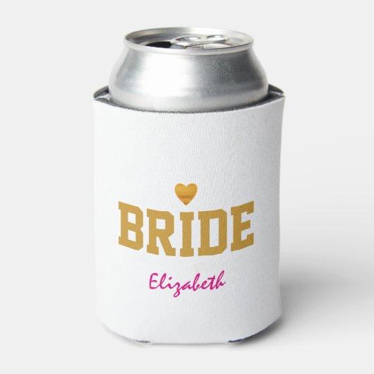 Persoonlijke Gepersonaliseerd Gold Heart Bride Blikjeskoeler (Blikje Voorkant)
