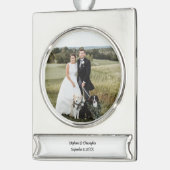 Persoonlijke Gepersonaliseerd kerstfoto Verzilverd Banner Ornament (Links)