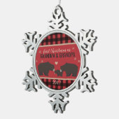 Persoonlijke gepersonaliseerde gespeelde grootoude tin sneeuwvlok ornament (Rechts)