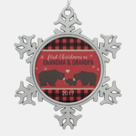 Persoonlijke gepersonaliseerde gespeelde grootoude tin sneeuwvlok ornament