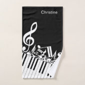 Persoonlijke gepersonaliseerde muzieknoten en pian bad handdoek (Handdoek)
