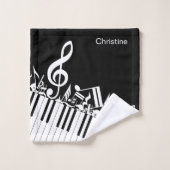 Persoonlijke gepersonaliseerde muzieknoten en pian bad handdoek (Wasdoekje)