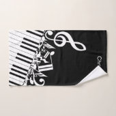 Persoonlijke gepersonaliseerde muzieknoten en pian bad handdoek (Handdoek)