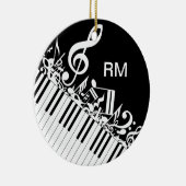 Persoonlijke gepersonaliseerde muzieknoten en pian keramisch ornament (Rechts)