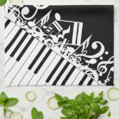 Persoonlijke gepersonaliseerde muzieknoten en pian theedoek (Gevouwen)