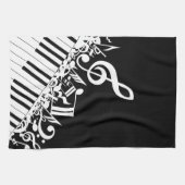 Persoonlijke gepersonaliseerde muzieknoten en pian theedoek (Horizontaal)