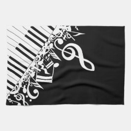 Persoonlijke gepersonaliseerde muzieknoten en pian theedoek