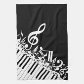 Persoonlijke gepersonaliseerde muzieknoten en pian theedoek (Verticaal)