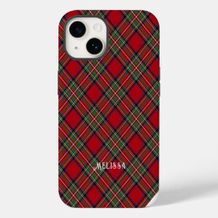 Persoonlijke geruite rode en groene Stewart-tartan iPhone 14 Hoesje