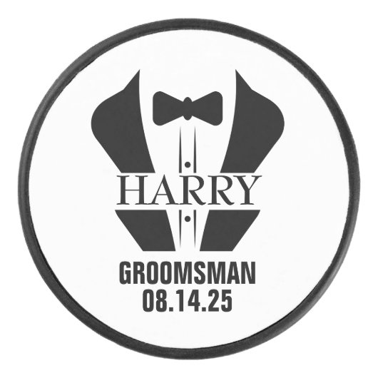 Persoonlijke geschenken voor bruidsjonkers hockey puck (Voorkant)