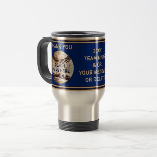 Persoonlijke geschenken voor honkbalcoaches in tek reisbeker (Voorkant links)