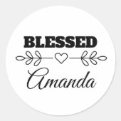 Persoonlijke GESEGEND Hart Christelijk Ronde Sticker (Voorkant)