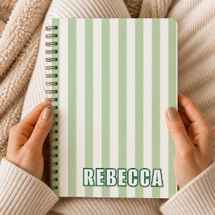 Persoonlijke gestreepte aangepaste naam preppy cad notitieboek