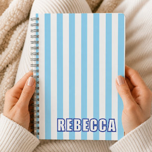 Persoonlijke gestreepte aangepaste naam preppy cad notitieboek