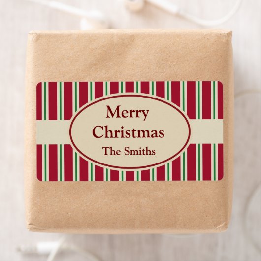 Persoonlijke gestreepte kerstlabels etiket (Insitu)