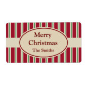 Persoonlijke gestreepte kerstlabels etiket (Voorkant)