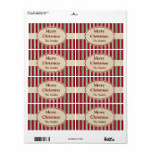 Persoonlijke gestreepte kerstlabels etiket (Full Sheet)