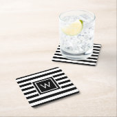 Persoonlijke gestreepte monogram kartonnen onderzetters (Insitu)