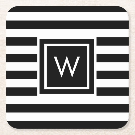 Persoonlijke gestreepte monogram kartonnen onderzetters (Voorkant)