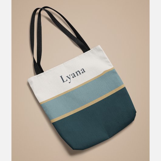 Persoonlijke Gestreepte Naam Tote – Minimale Luxe Bag