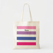 Persoonlijke gestreepte roze paars tote bag (Voorkant)