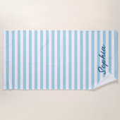 Persoonlijke gestreepte strandhanddoek, aangepaste strandlaken (Voorkant)