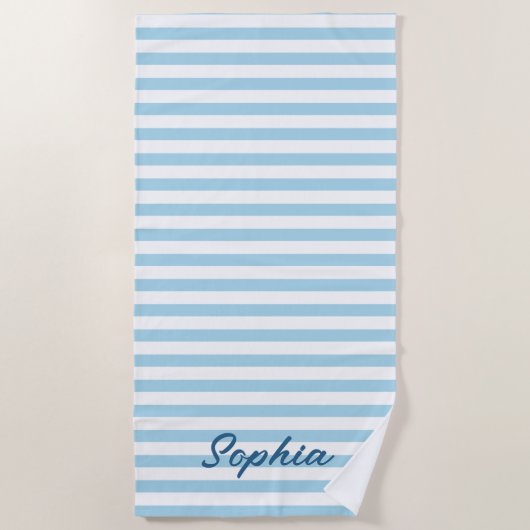 Persoonlijke gestreepte strandhanddoek, aangepaste strandlaken (Voorkant)