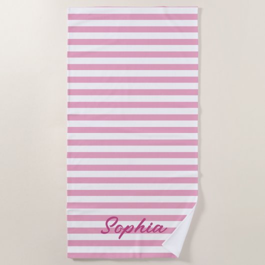 Persoonlijke gestreepte strandhanddoek, aangepaste strandlaken (Voorkant)