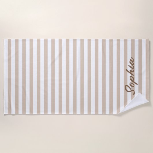 Persoonlijke gestreepte strandhanddoek, aangepaste strandlaken (Voorkant)