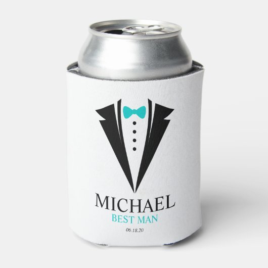 Persoonlijke "Getuige" Tuxedo met Strikdas Blikjeskoeler (Blikje Voorkant)