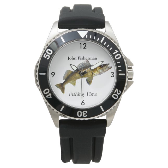 Persoonlijke "Gevist tijd" met Walleye Pike Watc Horloge (Voorkant)