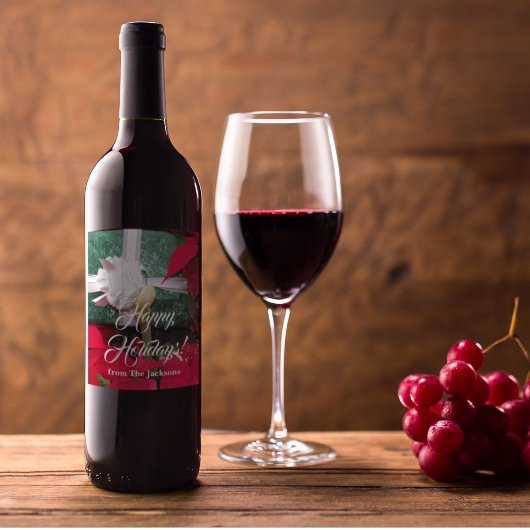 Persoonlijke, gevlekte kerstfoto wijn etiket