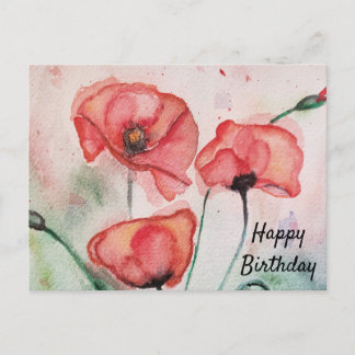 Persoonlijke Gevoelskaart Waterverf Papaver Briefkaart