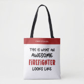 Persoonlijke geweldige brandweerman grappige brand tote bag (Voorkant)