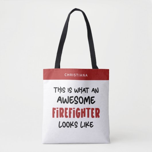 Persoonlijke geweldige brandweerman grappige brand tote bag (Voorkant)