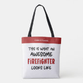 Persoonlijke geweldige brandweerman grappige brand tote bag (Achterkant)