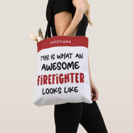 Persoonlijke geweldige brandweerman grappige brand tote bag